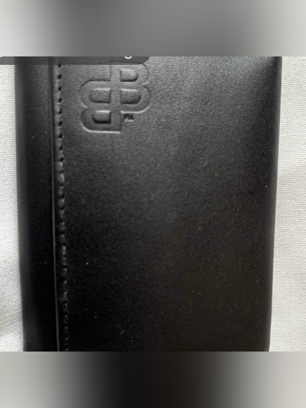 Men's Black Leather Card Holder Wallet - Embossed Logo